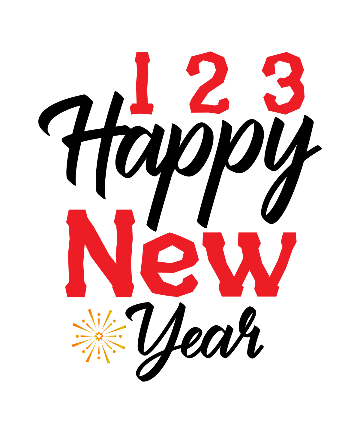 123 Happy New Years New Year's Eve  Holiday Ready To Press Dtf Transfers dtfintexas