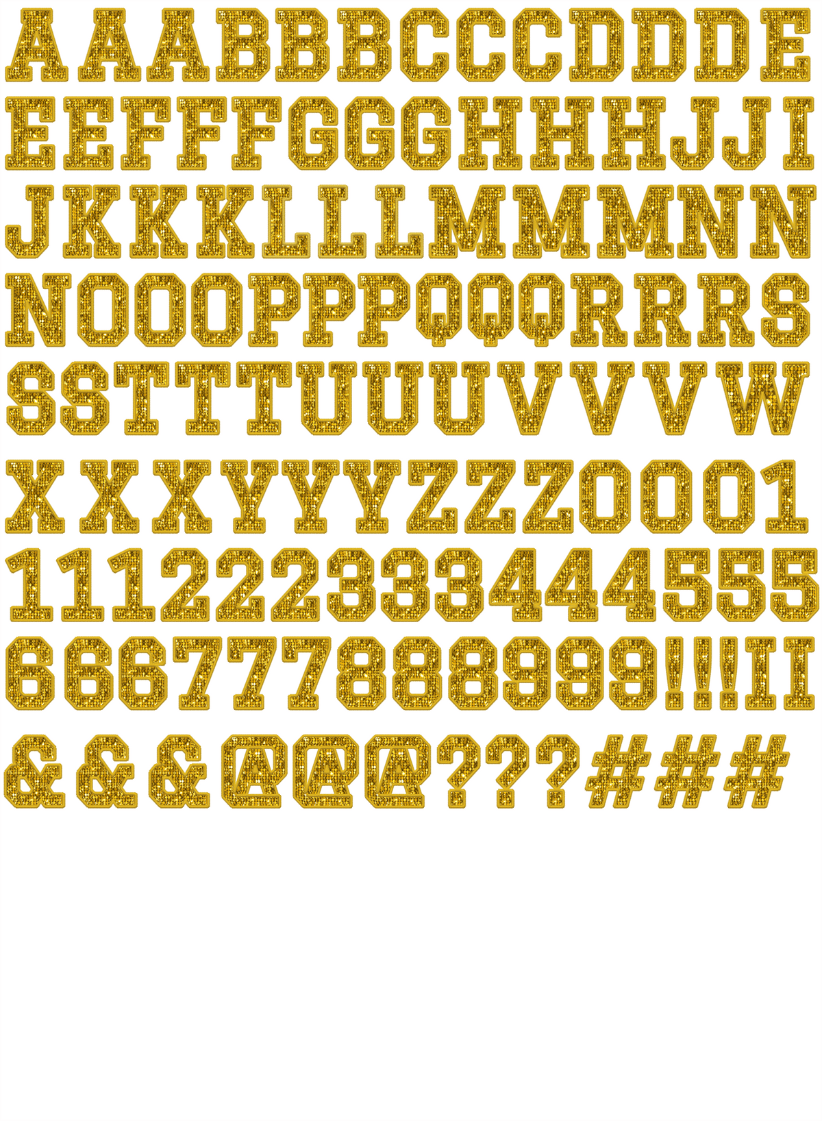Gold Glitter Iron on Transfer Letters and Numbers  Shaped Alphabet  Ready To Press Dtf Transfers dtfintexas