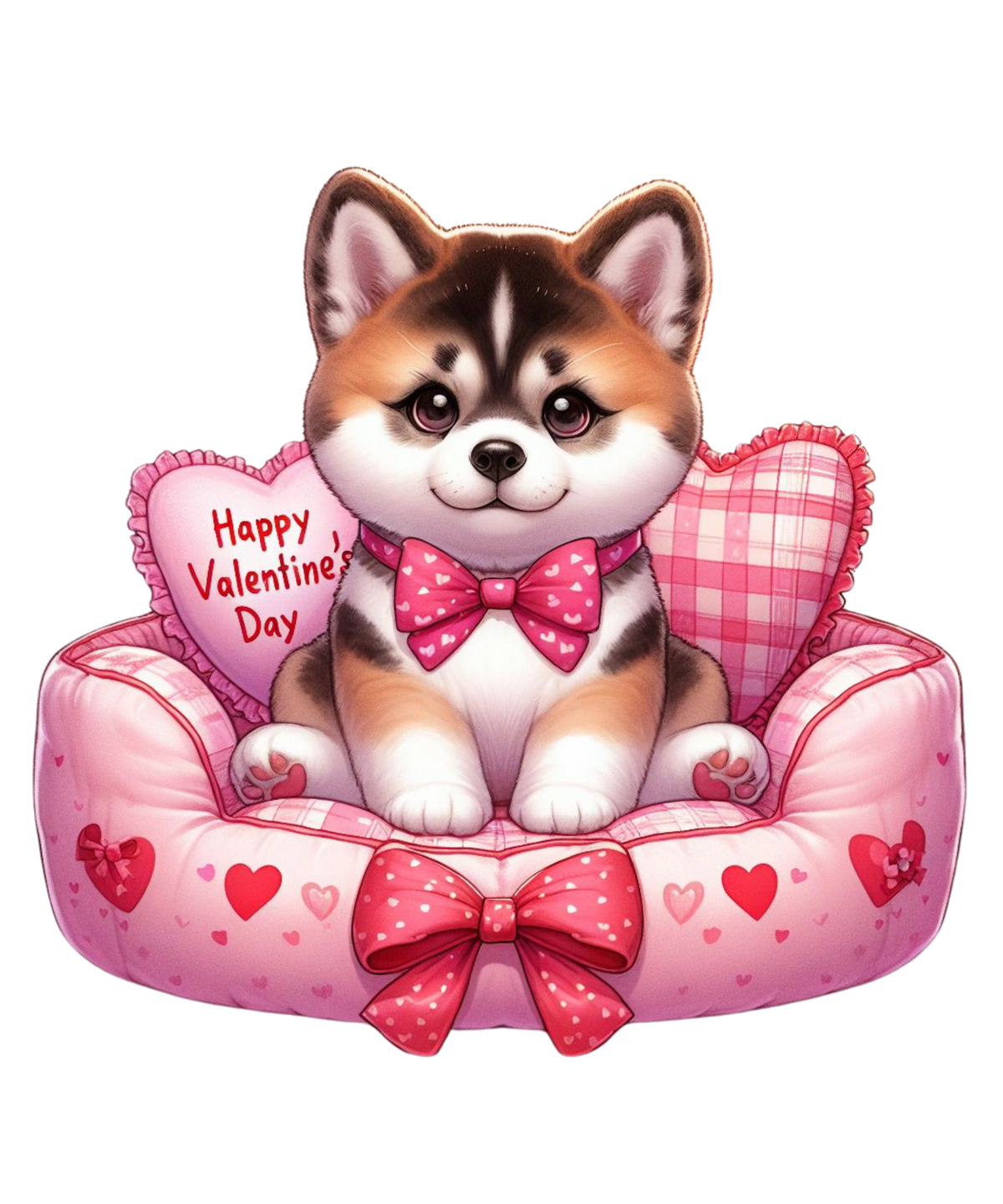 Akita Dog Valentine' s Day  Holiday Ready To Press Dtf Transfers dtfintexas