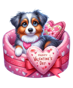 Australian Shepherd Valentine' s Day  Holiday Ready To Press Dtf Transfers dtfintexas