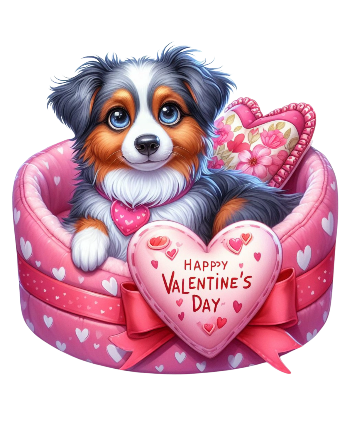 Australian Shepherd Valentine' s Day  Holiday Ready To Press Dtf Transfers dtfintexas