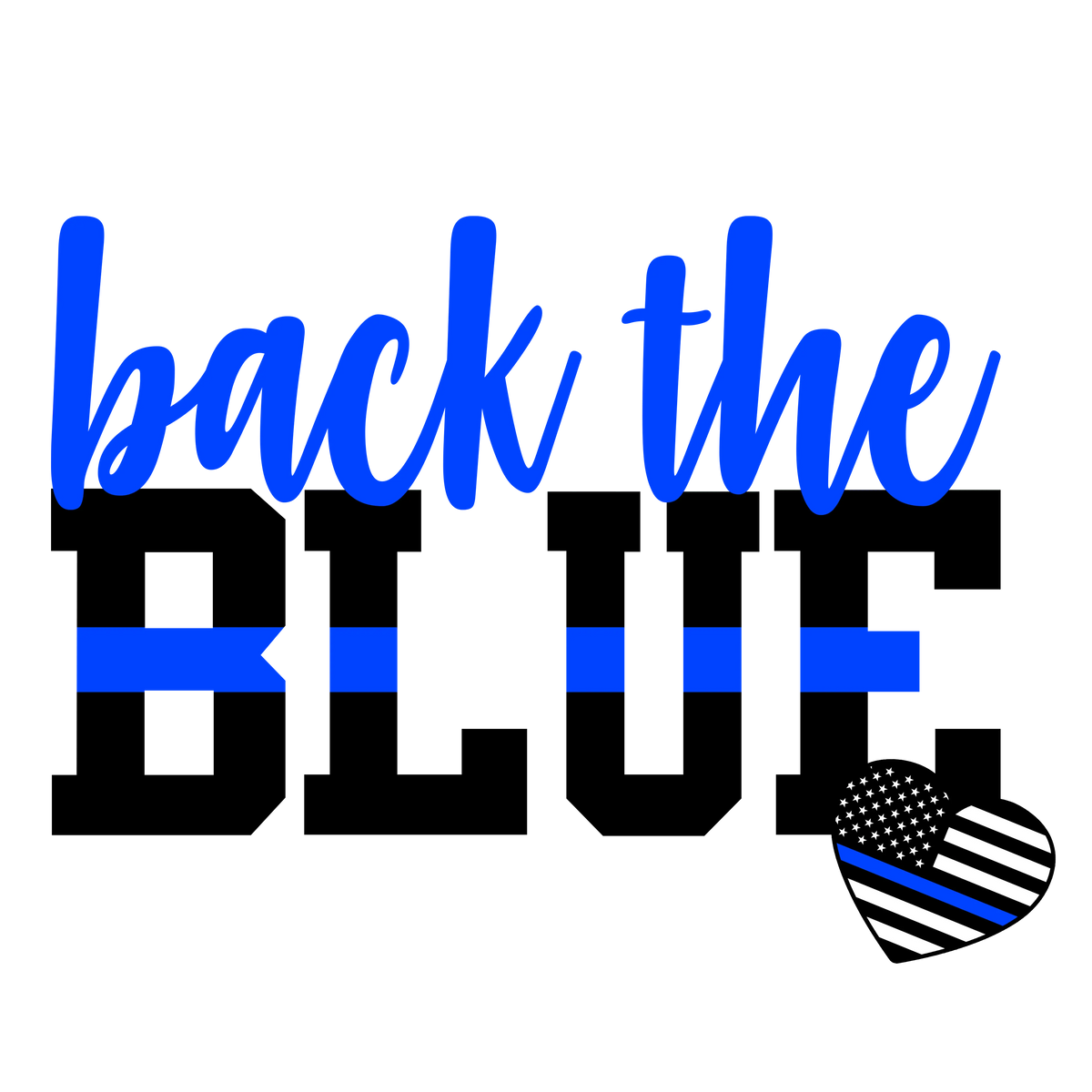 Back The Blue Heart Police Military & First Responders Ready To Press Dtf Transfers dtfintexas