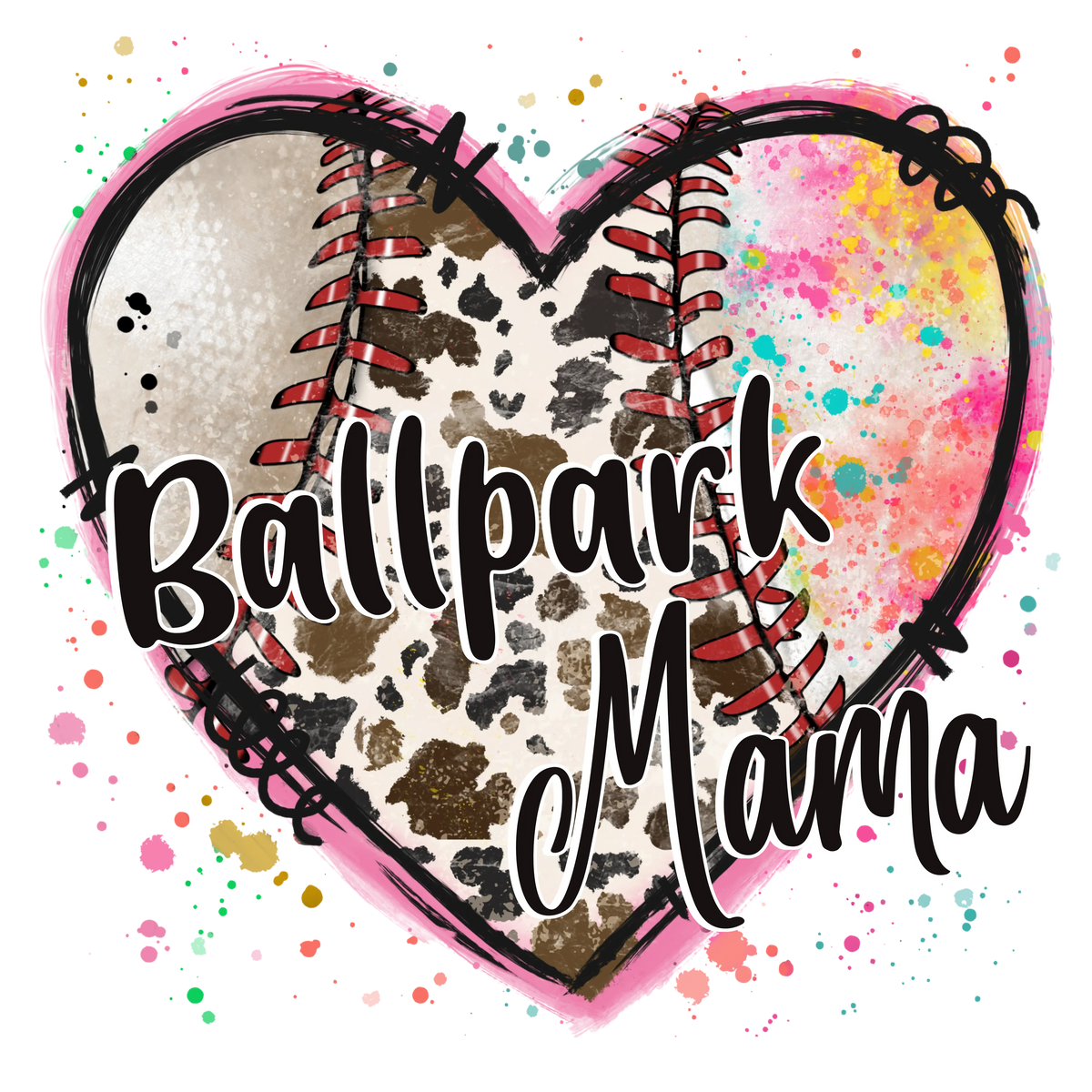 Ballpark Mama Heart  Mother's Day Holiday Ready To Press Dtf Transfers dtfintexas