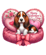 Basset Hound  Cute  Valentine' s Day  Holiday Ready To Press Dtf Transfers dtfintexas