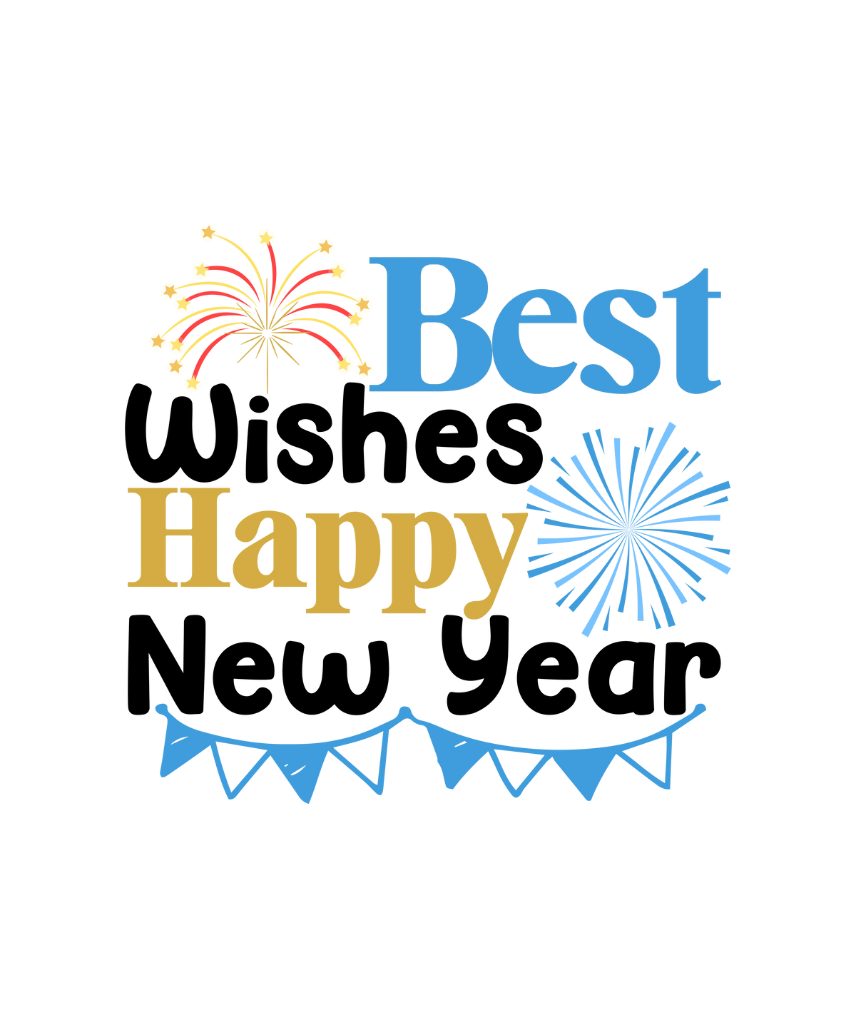 Best Wishes New Year-01   New Year's Eve  Holiday Ready To Press Dtf Transfers dtfintexas