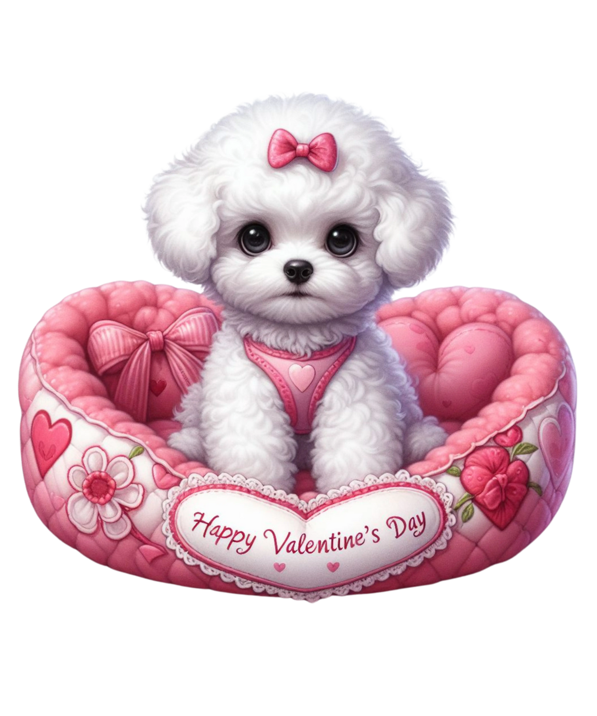 Bichon Frise Valentine' s Day  Holiday Ready To Press Dtf Transfers dtfintexas