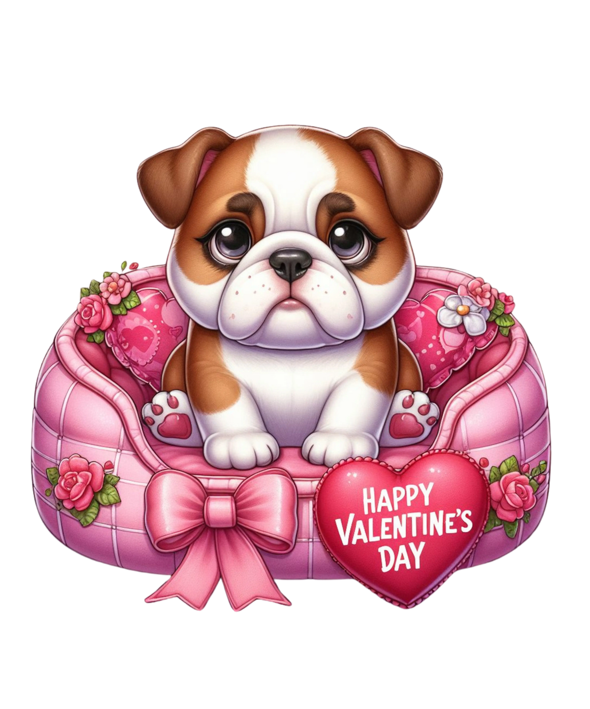 Bulldog Valentine' s Day  Holiday Ready To Press Dtf Transfers dtfintexas