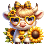 CUTE HIGHLAND COW SUNFLOWER   Farm Animals  Animals  Ready To Press Dtf Transfers dtfintexas