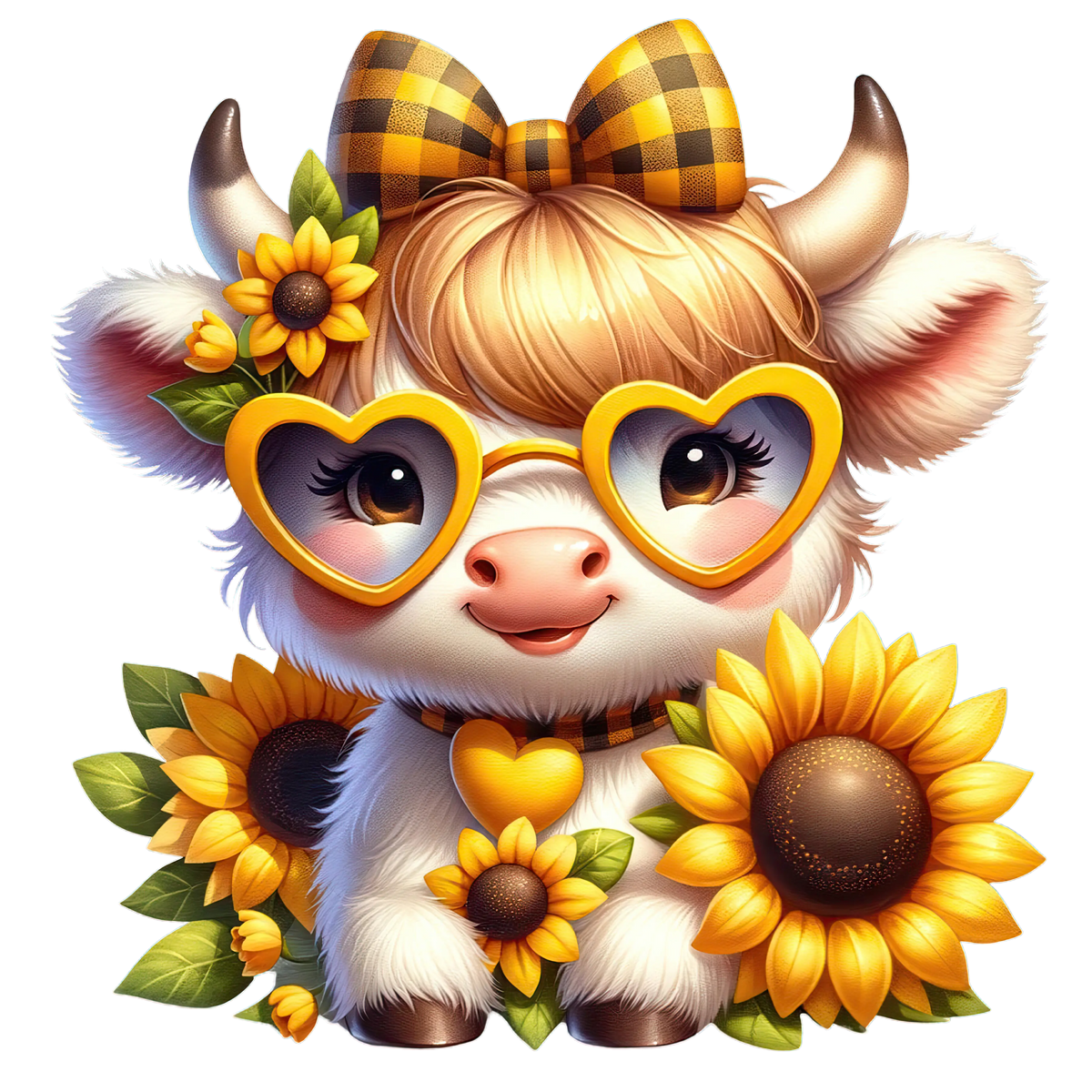 CUTE HIGHLAND COW SUNFLOWER   Farm Animals  Animals  Ready To Press Dtf Transfers dtfintexas