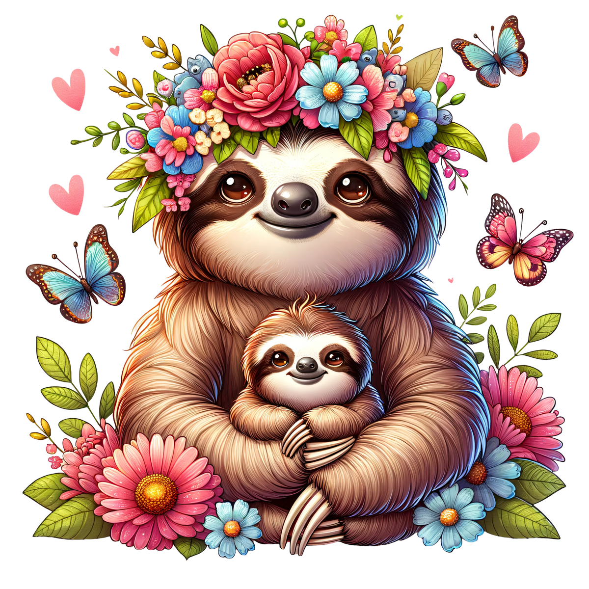 Cute Mom Sloth   Sloths  Animals  Ready To Press  Dtf Transfers dtfintexas