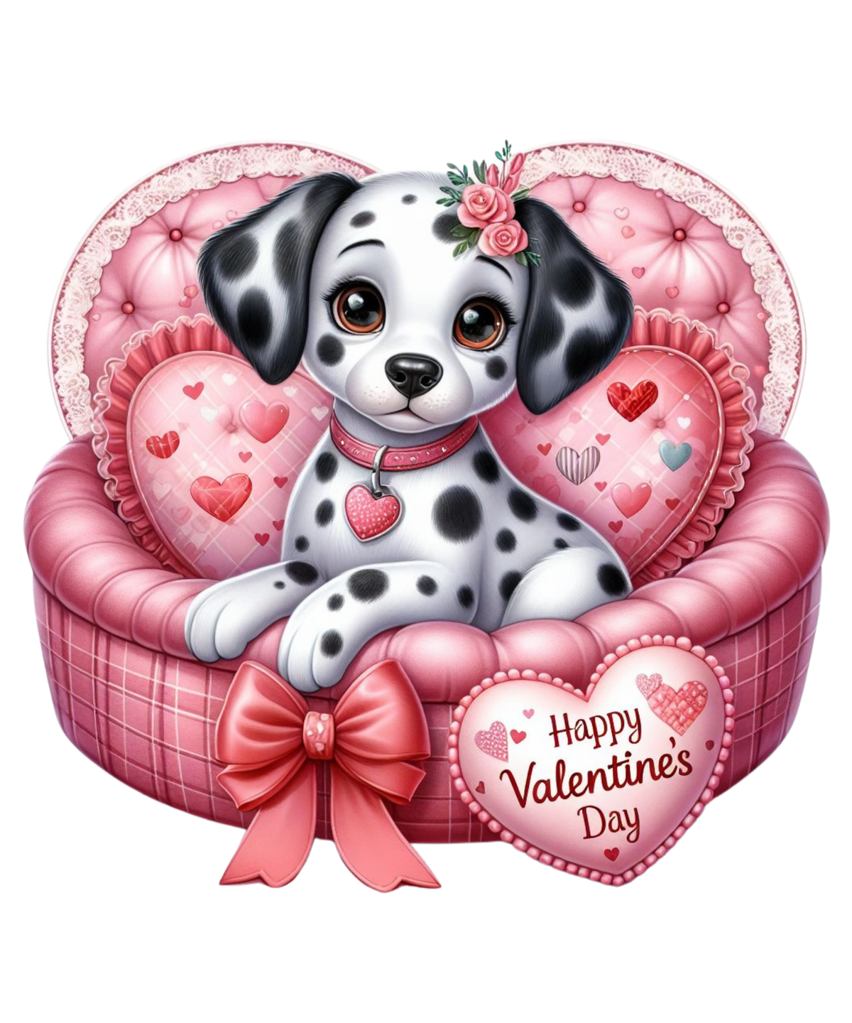 Dalmatian Valentine' s Day  Holiday Ready To Press Dtf Transfers dtfintexas