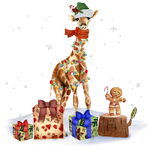Giraffe With Christmas Light Christmas Holidays  Ready To Press Dtf Transfers dtfintexas