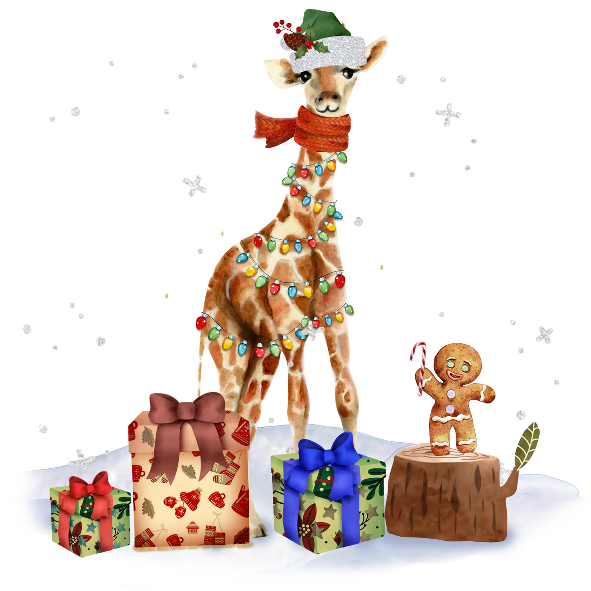 Giraffe With Christmas Light Christmas Holidays  Ready To Press Dtf Transfers dtfintexas