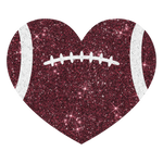 Glitter Football Heart_Burgundy Football Sports Ready To Press Dtf Transfers dtfintexas
