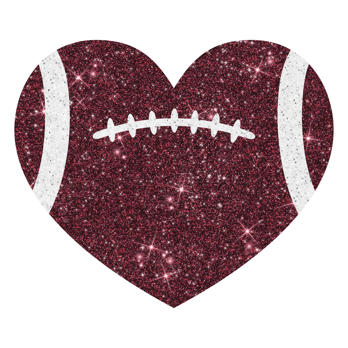 Glitter Football Heart_Burgundy Football Sports Ready To Press Dtf Transfers dtfintexas