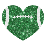 Glitter Football Heart_Green Football Sports Ready To Press Dtf Transfers dtfintexas