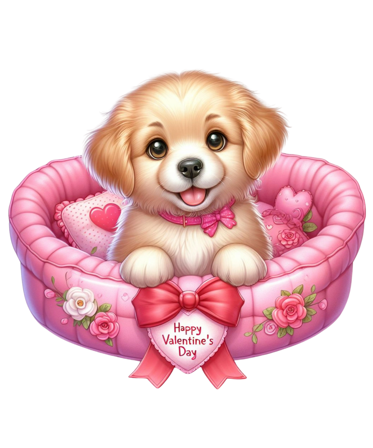 Golden Retriever Valentine' s Day  Holiday Ready To Press Dtf Transfers dtfintexas