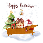 Happy Holidays Puppy With Gift-Boxes  Christmas Holidays  Ready To Press Dtf Transfers dtfintexas