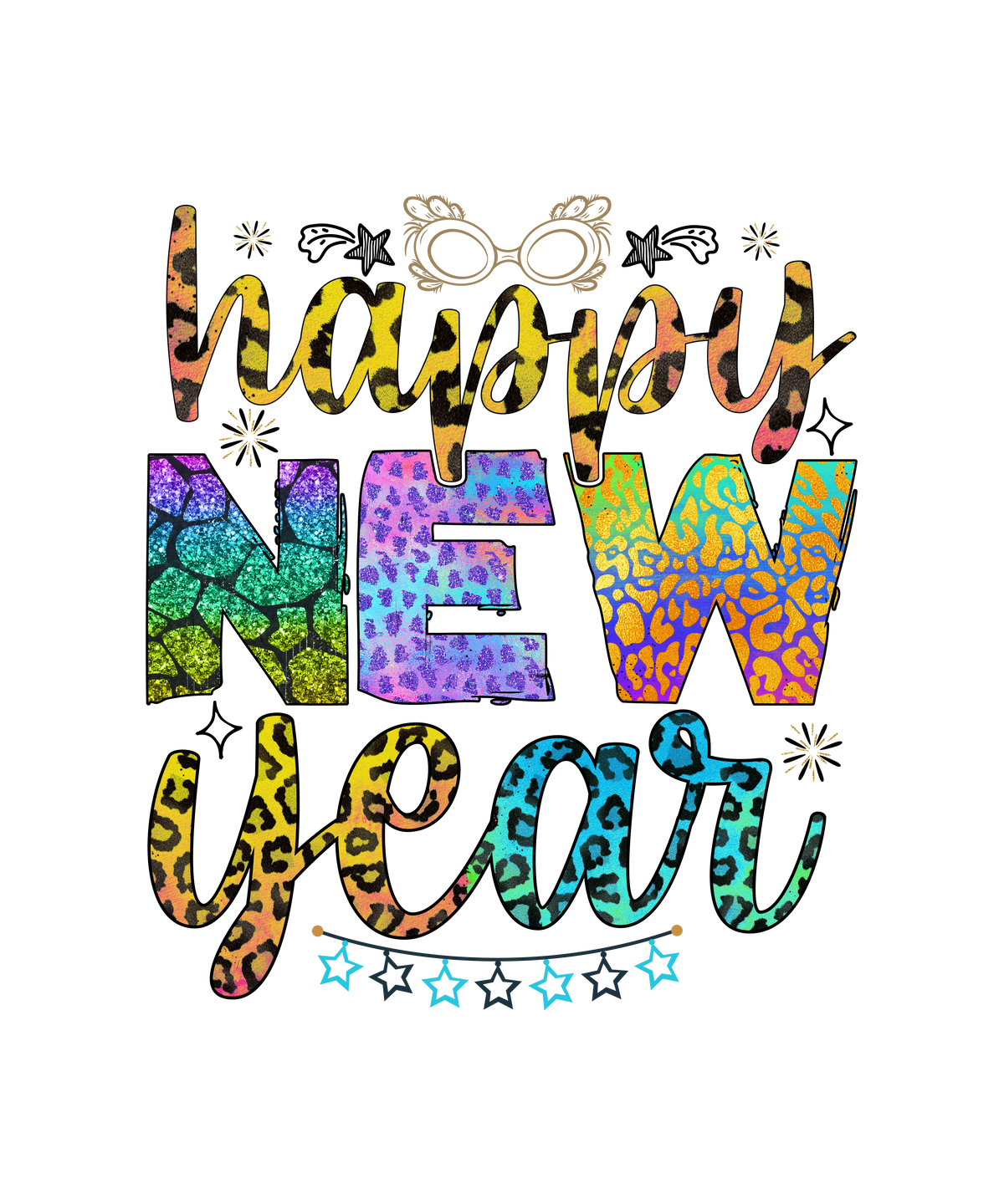 Happy New Year 1 New Year's Eve  Holiday Ready To Press Dtf Transfers dtfintexas