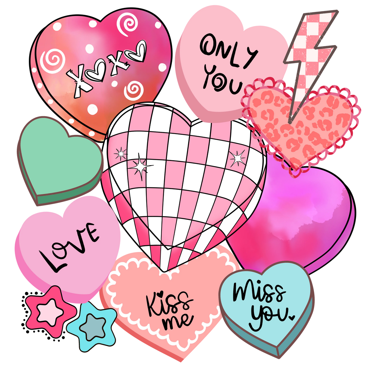 Hearts Conver Water1 (2)  Valentine' s Day  Holiday Ready To Press Dtf Transfers dtfintexas
