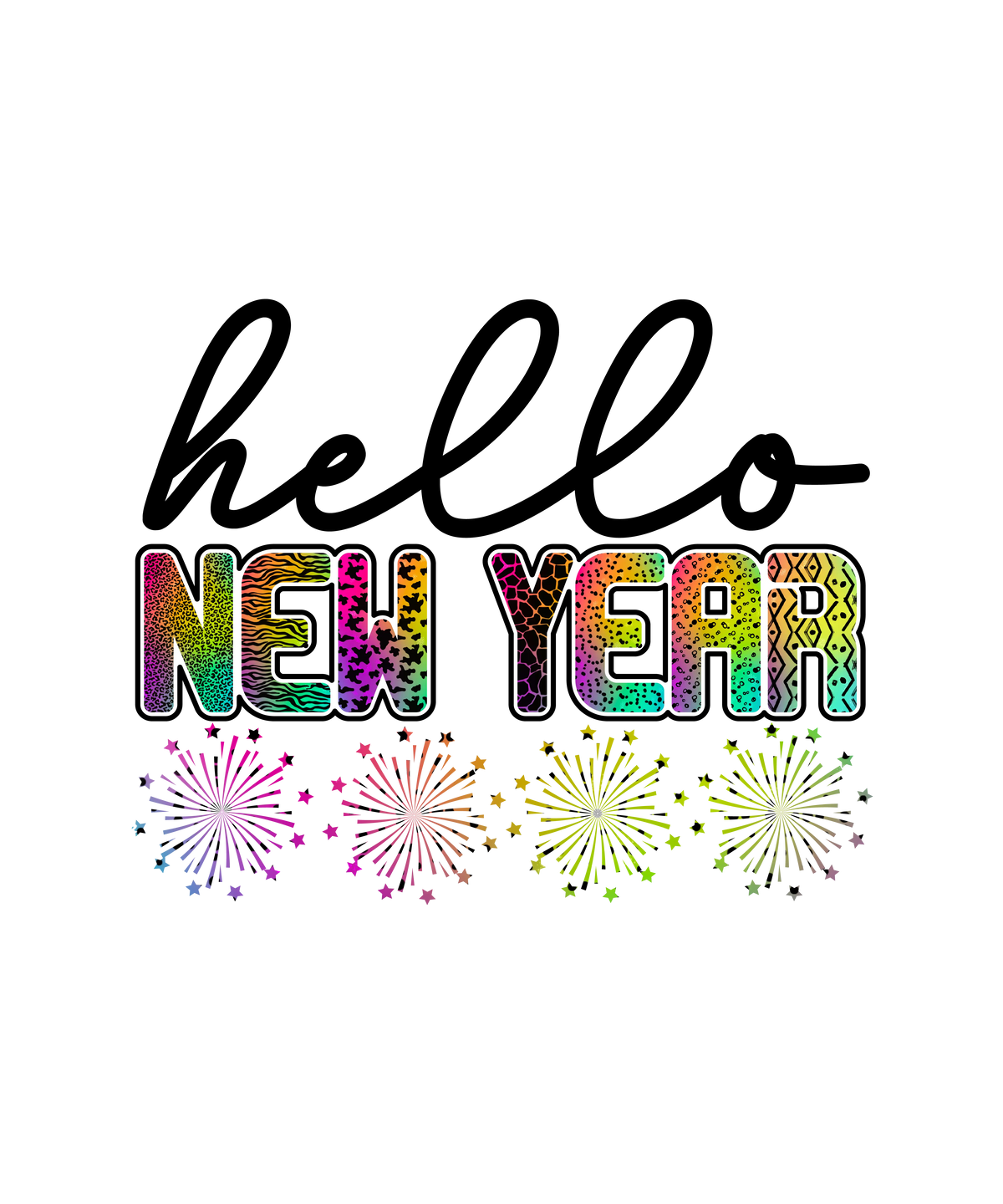 Hello New Year   New  Year's Eve  Holiday Ready To Press Dtf Transfers dtfintexas