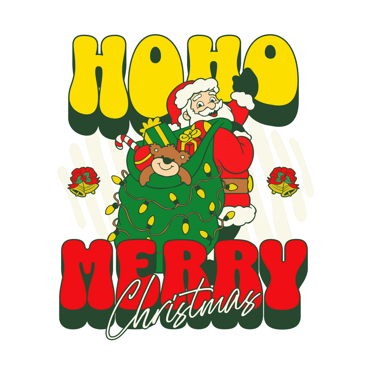 HoHo Santa Claus Merry CHRISTMAS HOLIDAYS  Ready To Press dtfintexas