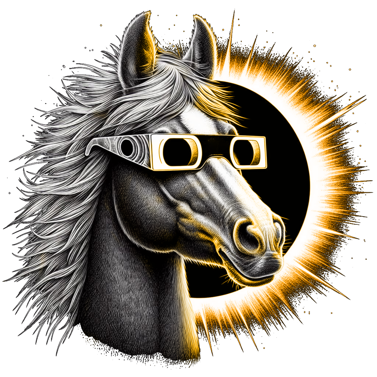Horse Total Solar Eclipse Glasses light    Horses  Animals  Ready To Press  Dtf Transfers dtfintexas