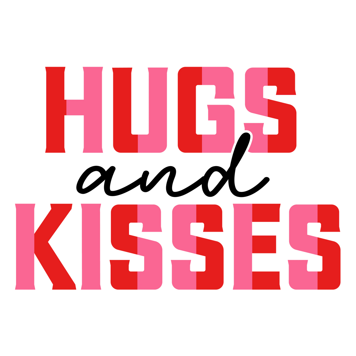 Hugs and kisses   Valentine' s Day  Holiday Ready To Press Dtf Transfers dtfintexas