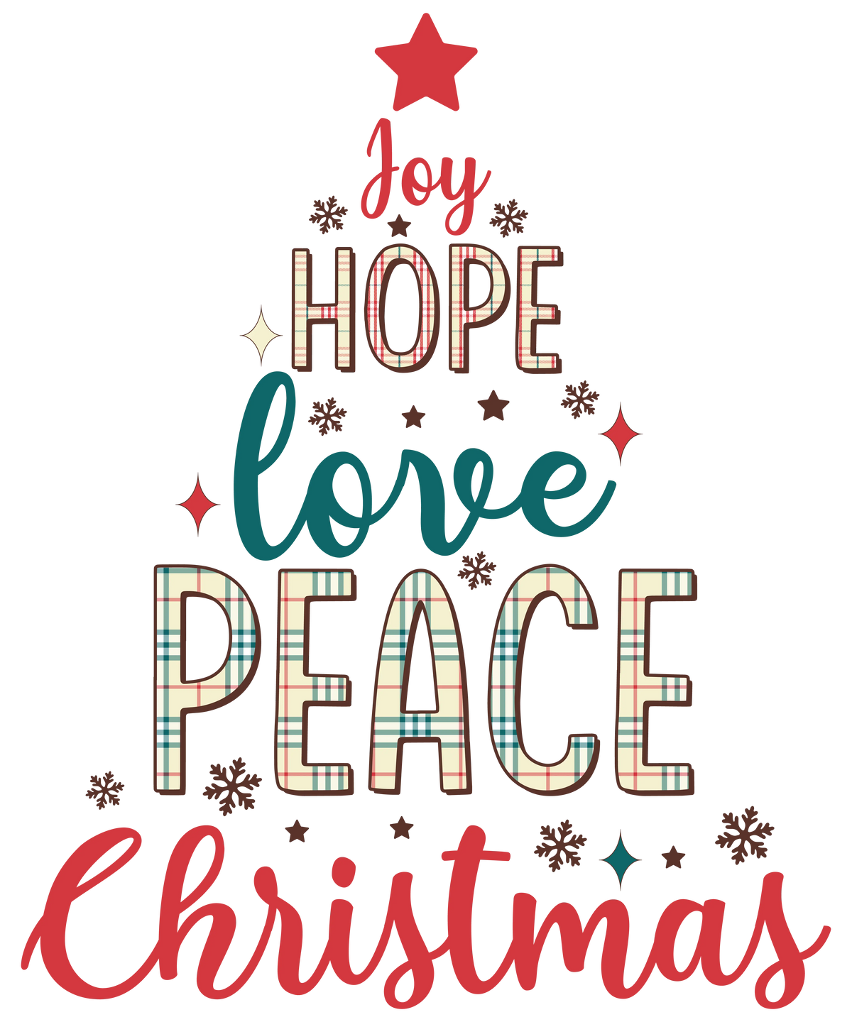 Joy Hope Love Christmas Plaid Saying Christmas Holidays  Ready To Press Dtf Transfers dtfintexas