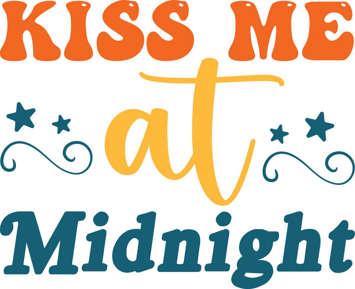 Kiss Me At Midnight    New  Year's Eve  Holiday Ready To Press Dtf Transfers dtfintexas