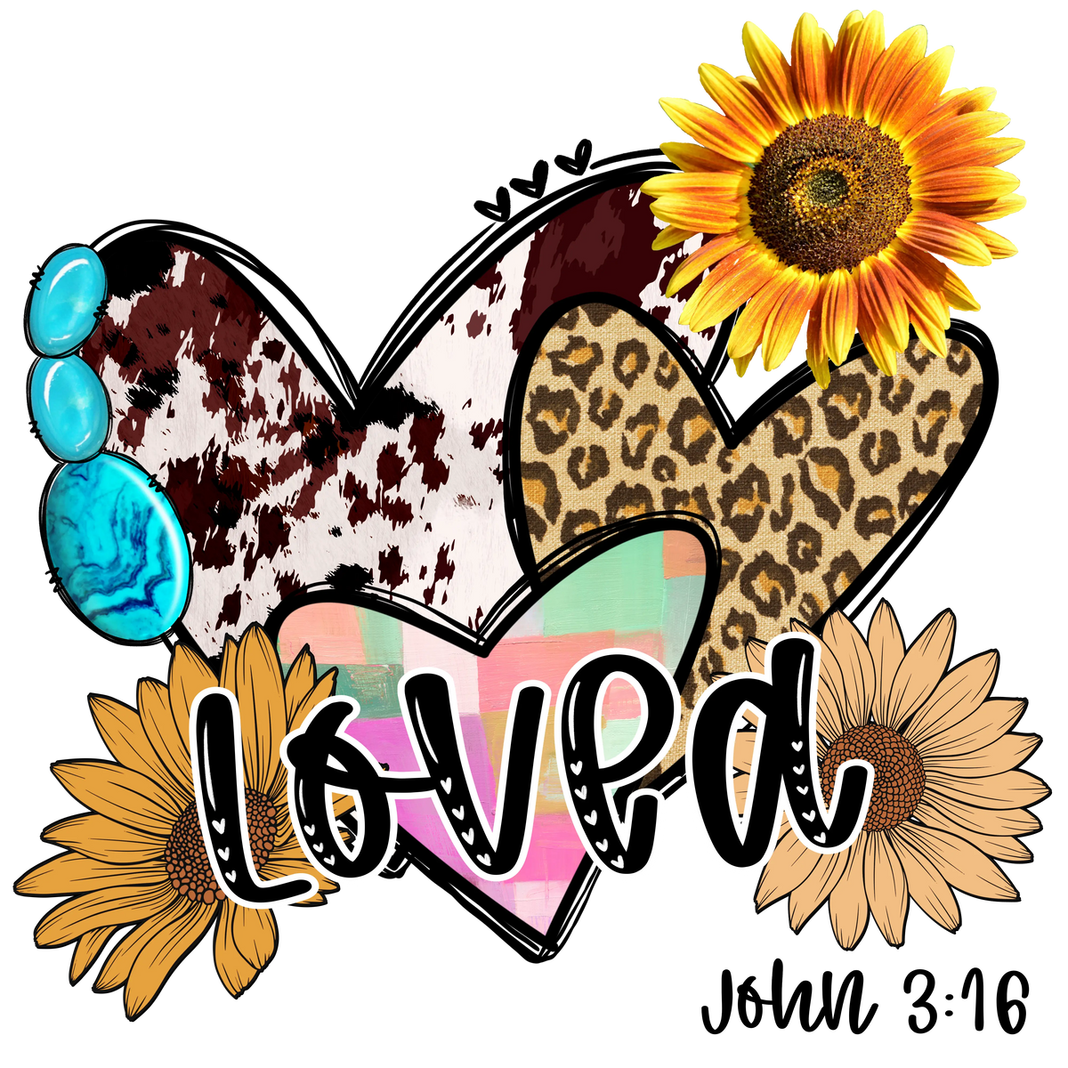 LovedHeartSunflower3   Mother's Day Holiday Ready To Press Dtf Transfers dtfintexas