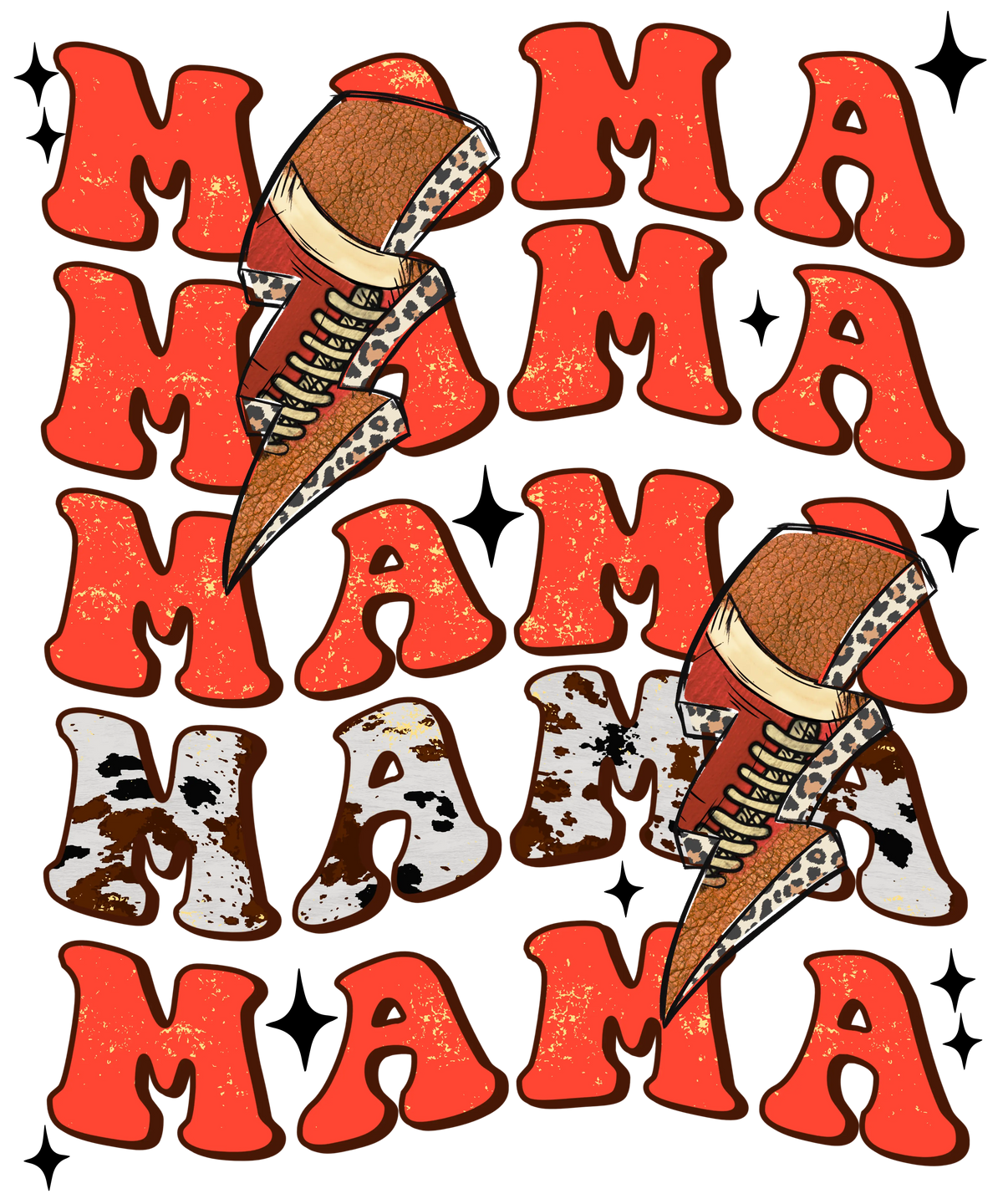 Mama Stack Football   Mother's Day Holiday Ready To Press Dtf Transfers dtfintexas