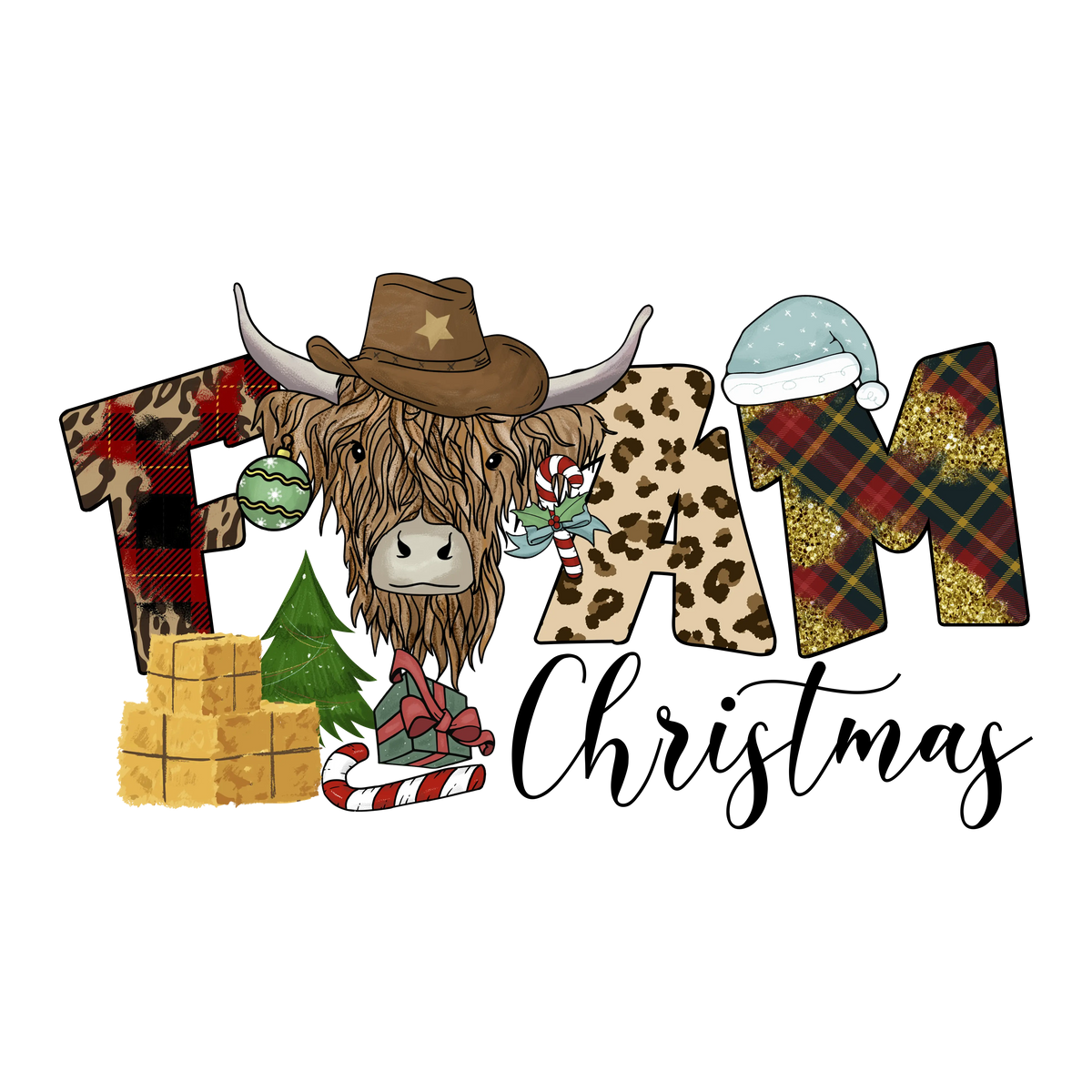 Merry Christmas Farm Animal (18)   Farm Animals  Animals  Ready To Press  Dtf Transfers dtfintexas