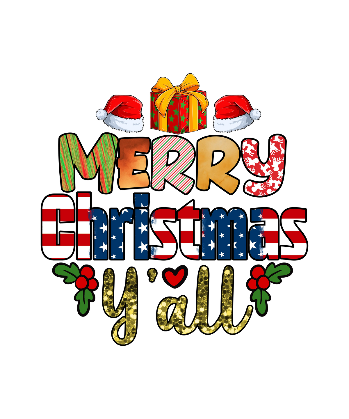 Merry Christmas Y'all-01  Christmas Holidays  Ready To Press Dtf Transfers dtfintexas