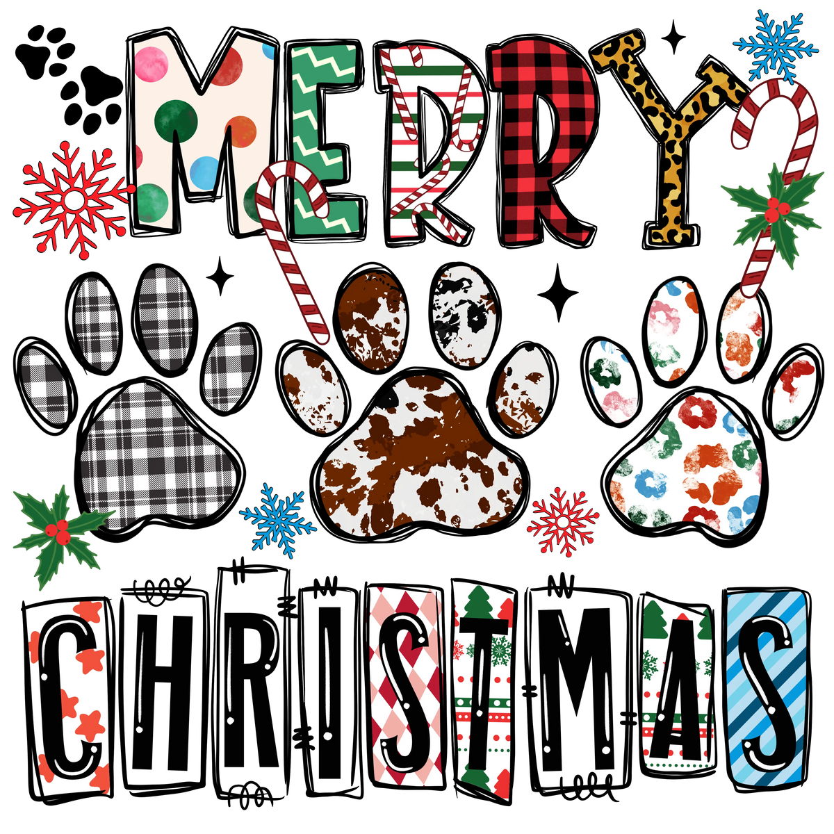 MerryDogMasDoodL1 CHRISTMAS HOLIDAYS  Ready To Press Dtf Transfers dtfintexas