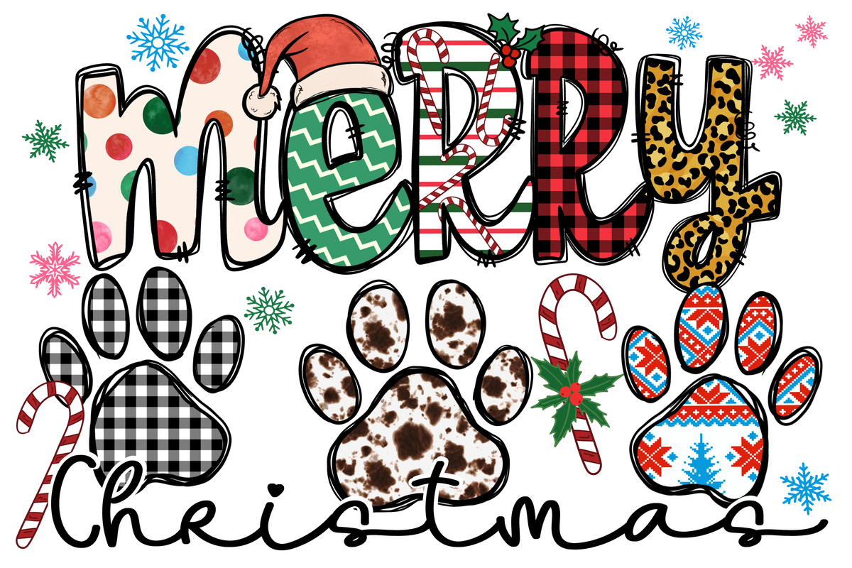 MerryDogMasDoodL2 Christmas Holidays  Ready To Press Dtf Transfers dtfintexas