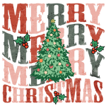 MerryXmasTreeWavy4  Christmas Holidays  Ready To Press Dtf Transfers dtfintexas