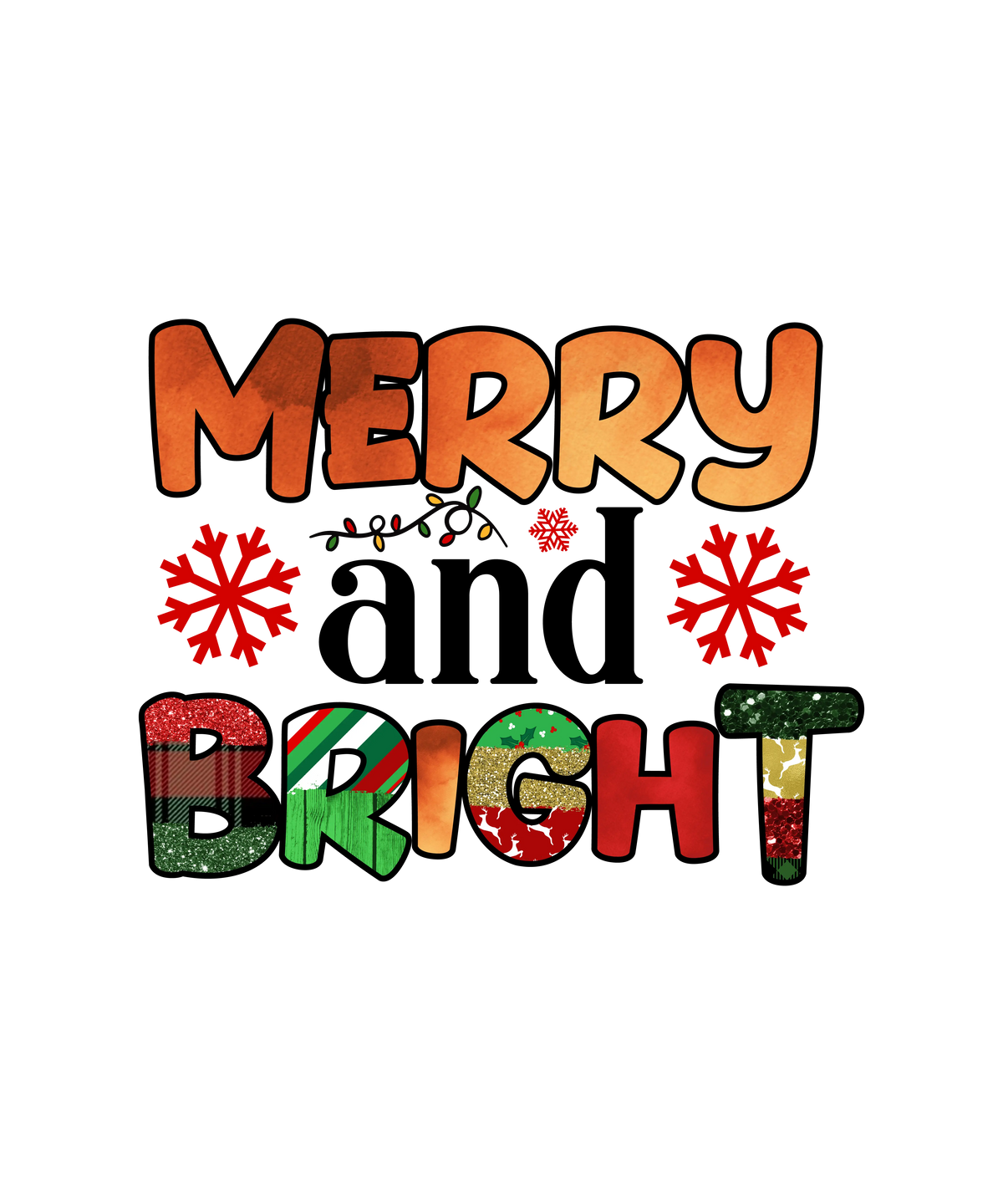 Merry And Bright 1 Christmas Holidays  Ready To Press Dtf Transfers dtfintexas
