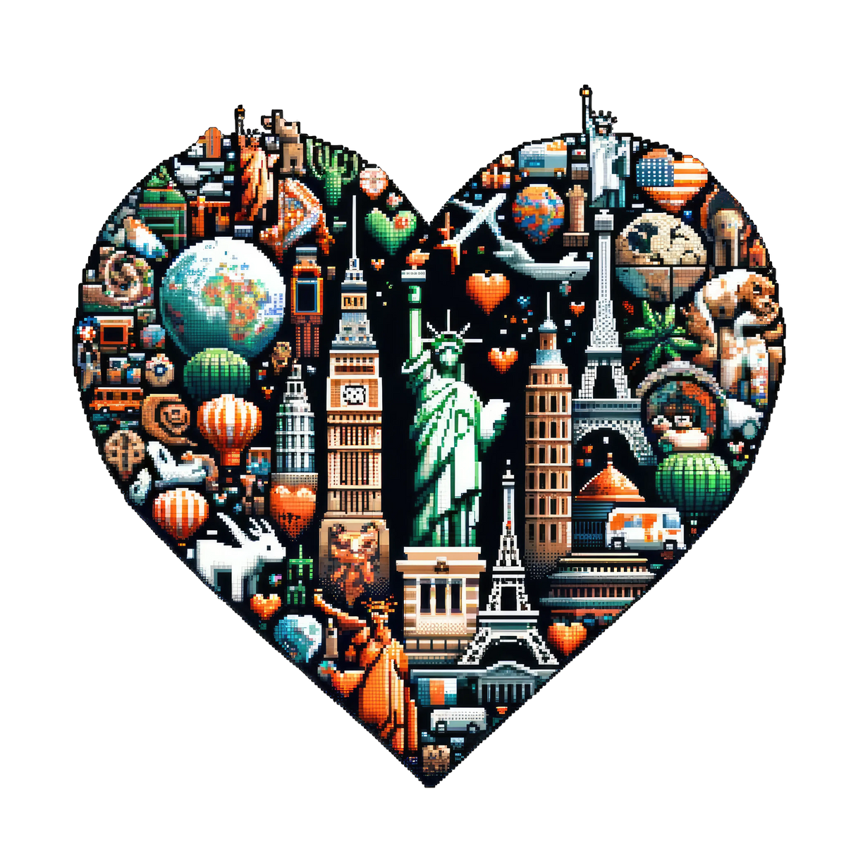 NewYearPixelHeart16  New  Year's Eve  Holiday Ready To Press Dtf Transfers dtfintexas