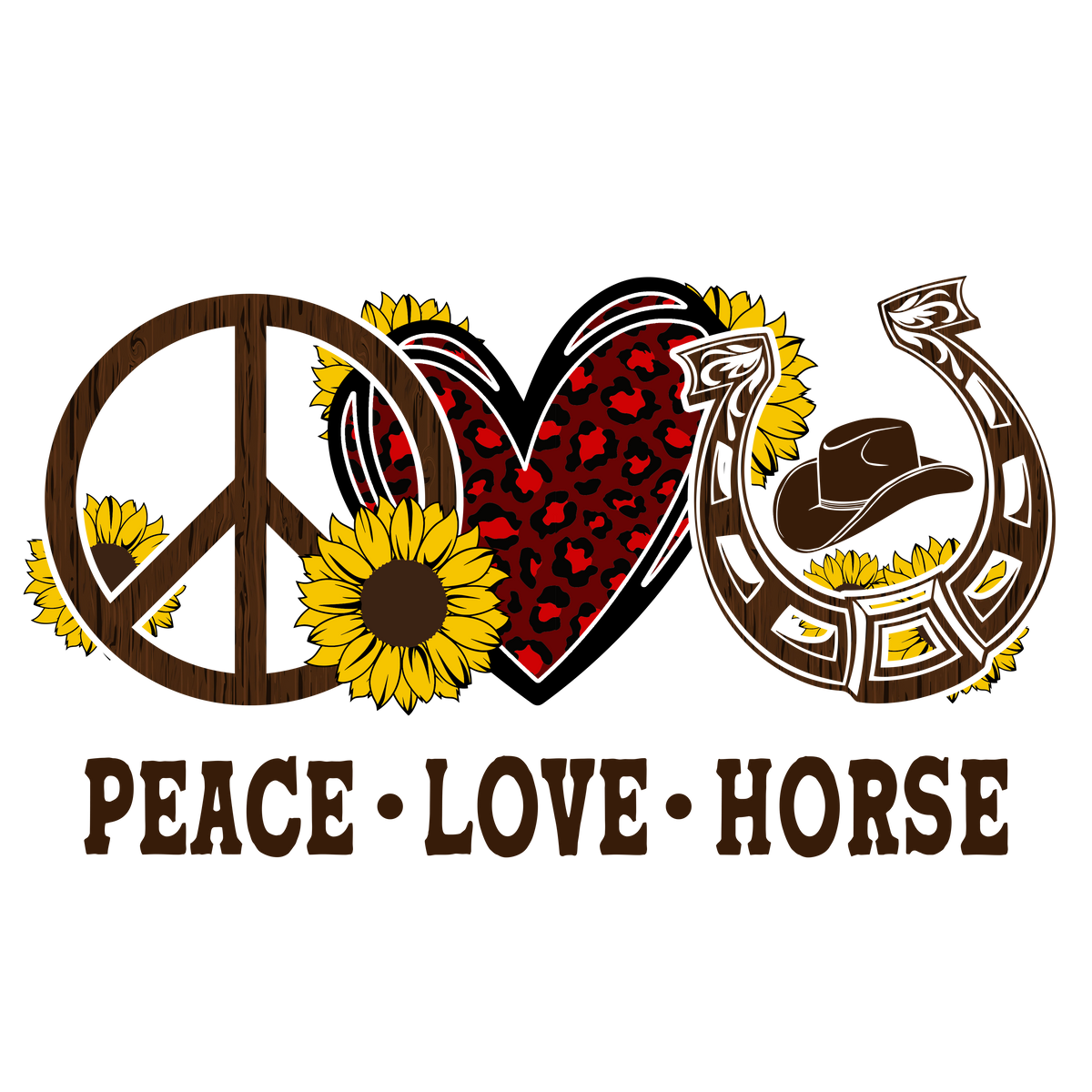Peace Love Horse   Horses  Animals  Ready To Press  Dtf Transfers dtfintexas