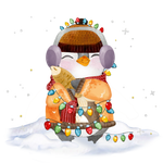 Penguin With Christmas Light   Christmas Holidays  Ready To Press Dtf Transfers dtfintexas
