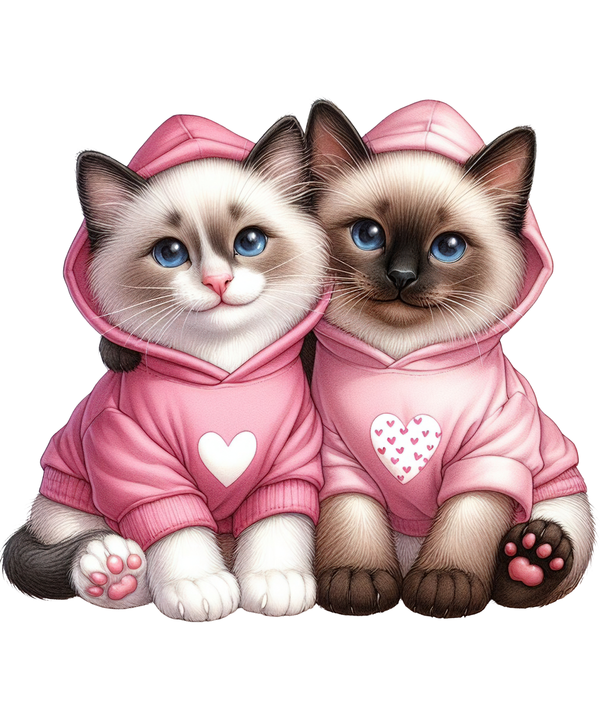 Pink Cats Hoodie 11 Cats Animals Ready To Press  Dtf Transfers dtfintexas