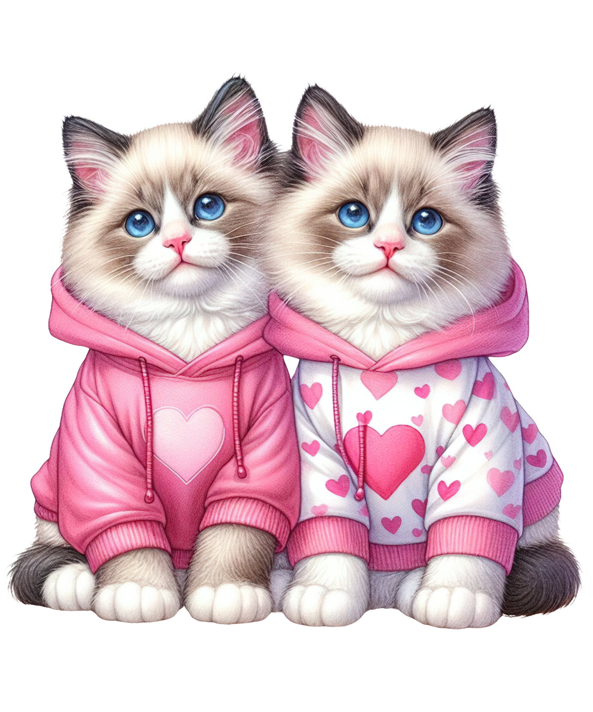 Pink Cats Hoodie 15 Cats Animals Ready To Press  Dtf Transfers dtfintexas