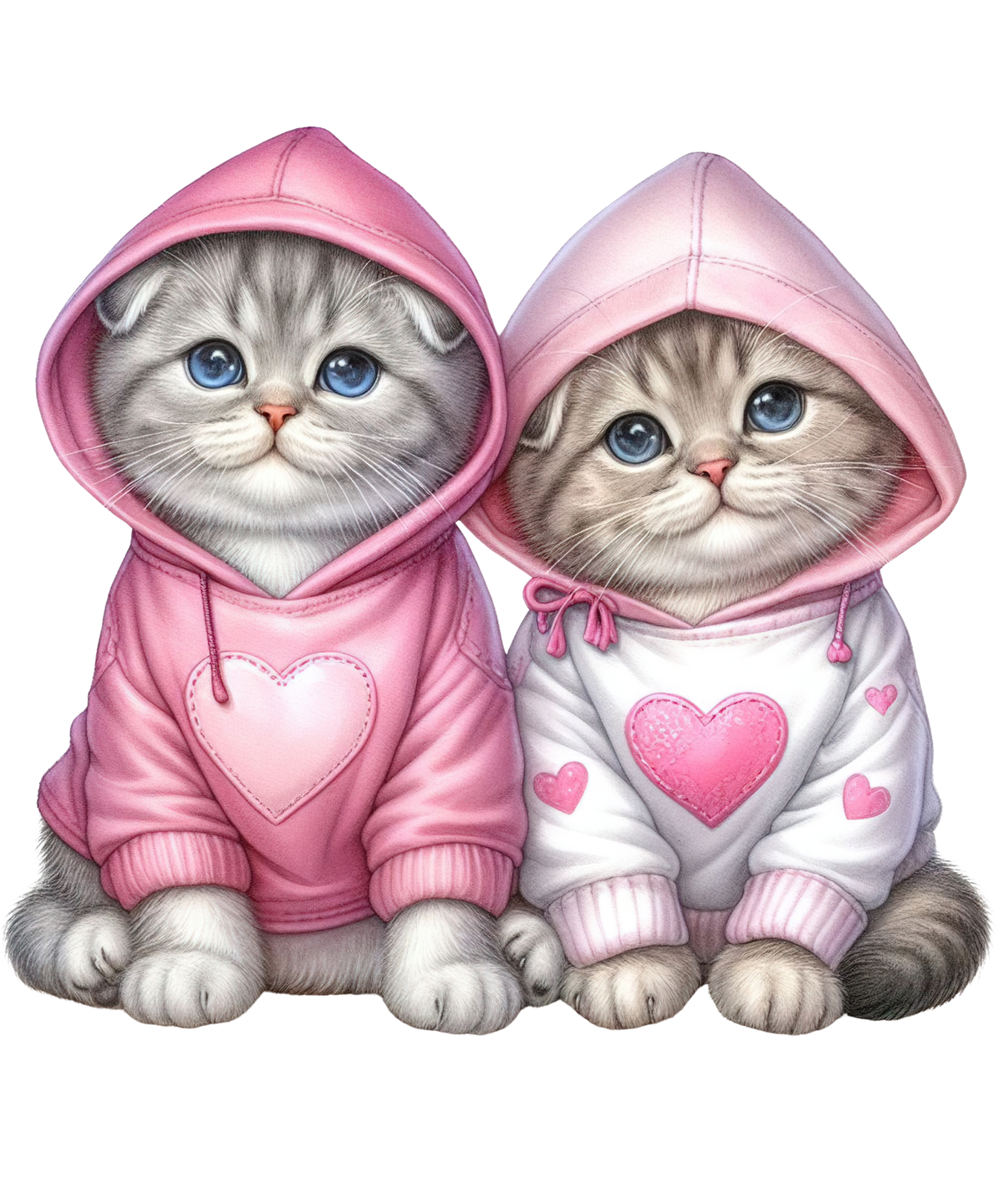 Pink Cats Hoodie 2  Cats Animals Ready To Press  Dtf Transfers dtfintexas