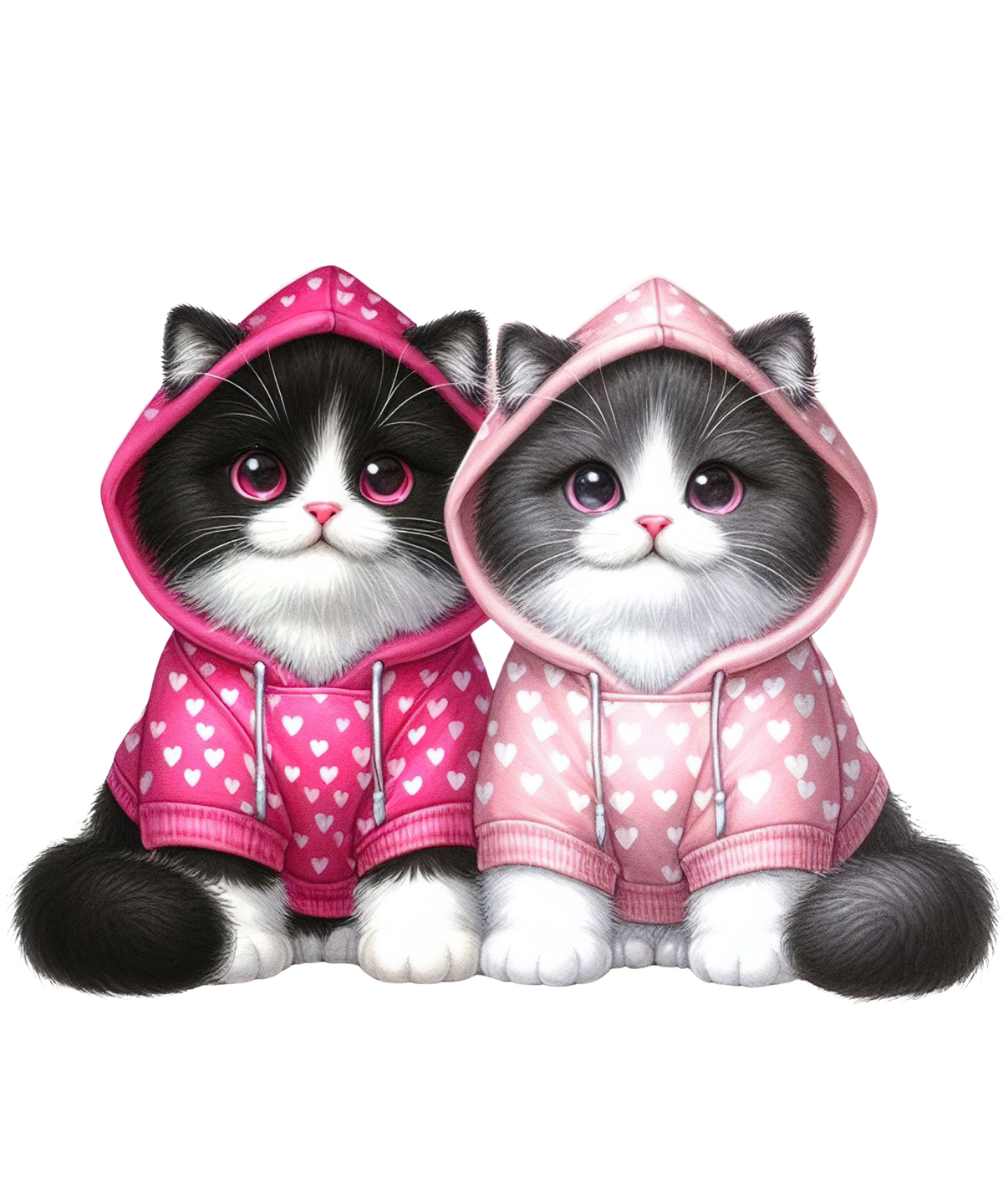 Pink Cats Hoodie 3 Cats Animals Ready To Press  Dtf Transfers dtfintexas