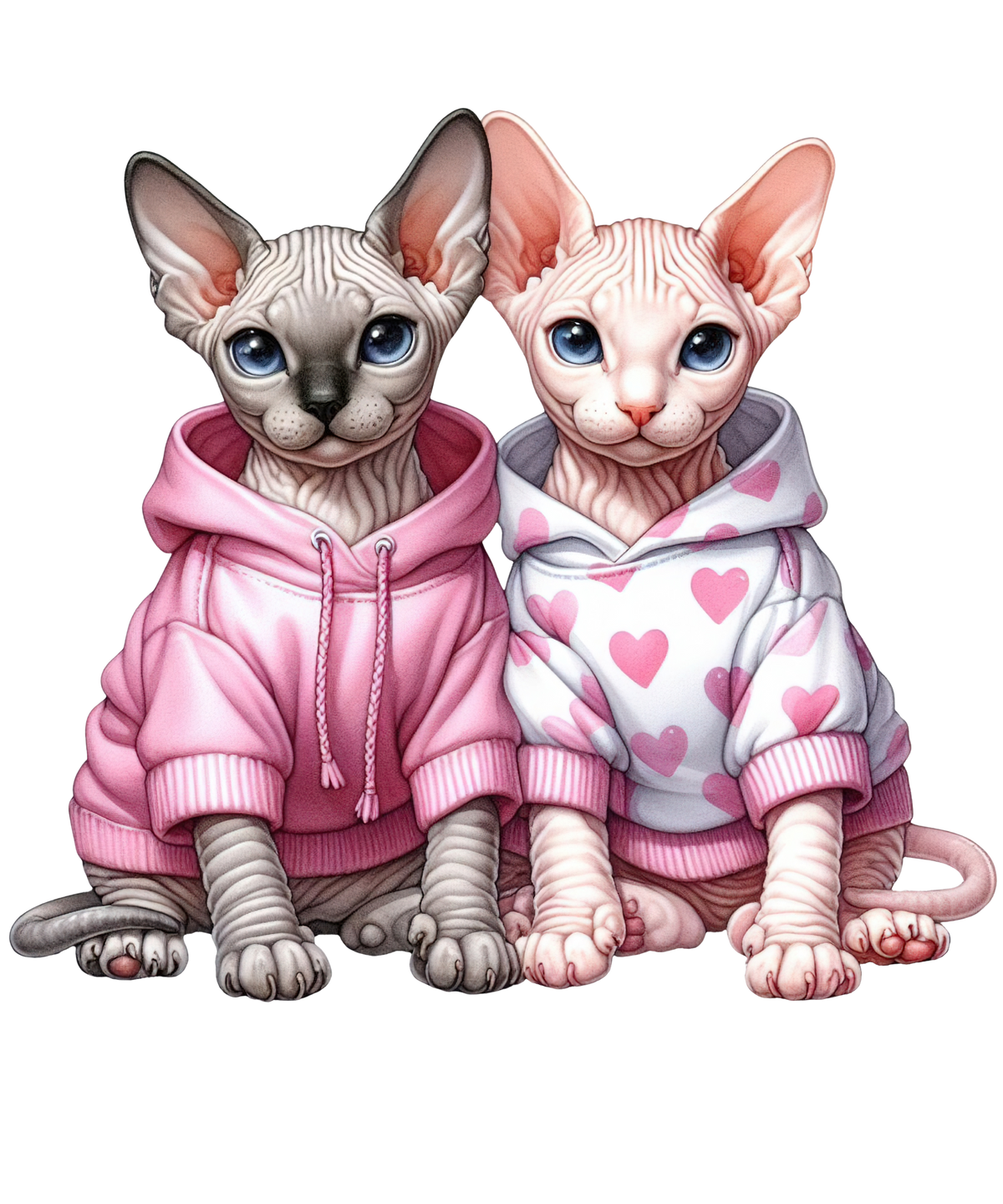 Pink Cats Hoodie 9 Cats Animals Ready To Press  Dtf Transfers dtfintexas