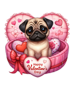 Pug Valentine' s Day  Holiday Ready To Press Dtf Transfers dtfintexas