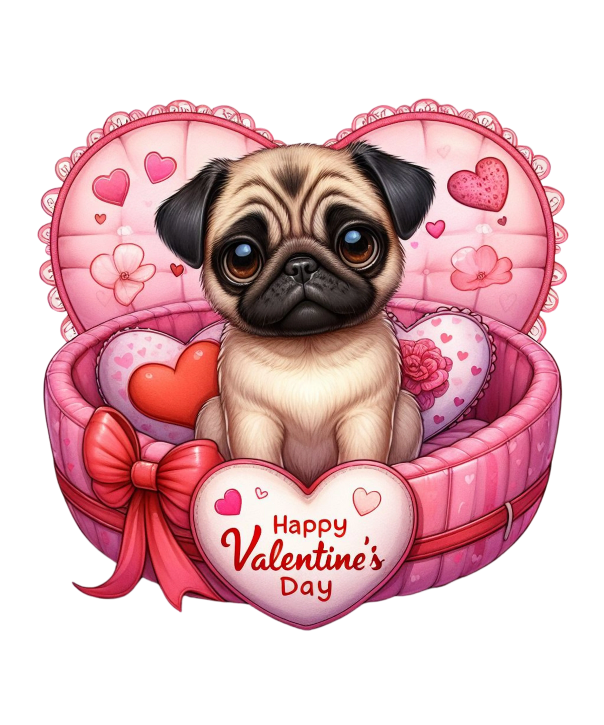 Pug Valentine' s Day  Holiday Ready To Press Dtf Transfers dtfintexas