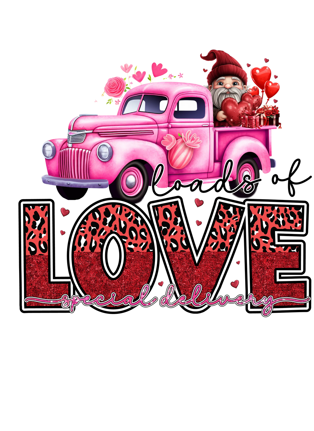 Loads of love  Valentine' s Day  Holiday Ready To Press Dtf Transfers dtfintexas
