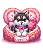 Siberian Husky Valentine' s Day  Holiday Ready To Press Dtf Transfers dtfintexas